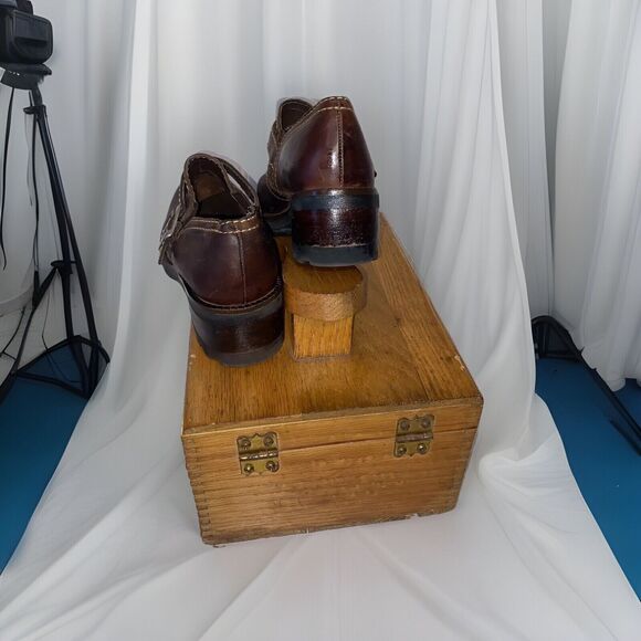 Nine West Chunky Leather Shoes 2” Heels‎ Buckle Brown Leather - Picture 3 of 6